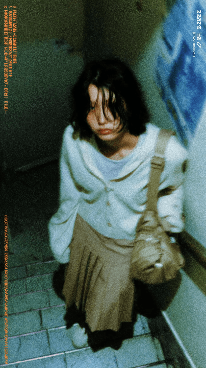 Young woman on staircase